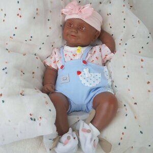18.5Inch Full Silicone Reborn Baby Doll Bob Brown Angelic Face Toddler Boy Doll